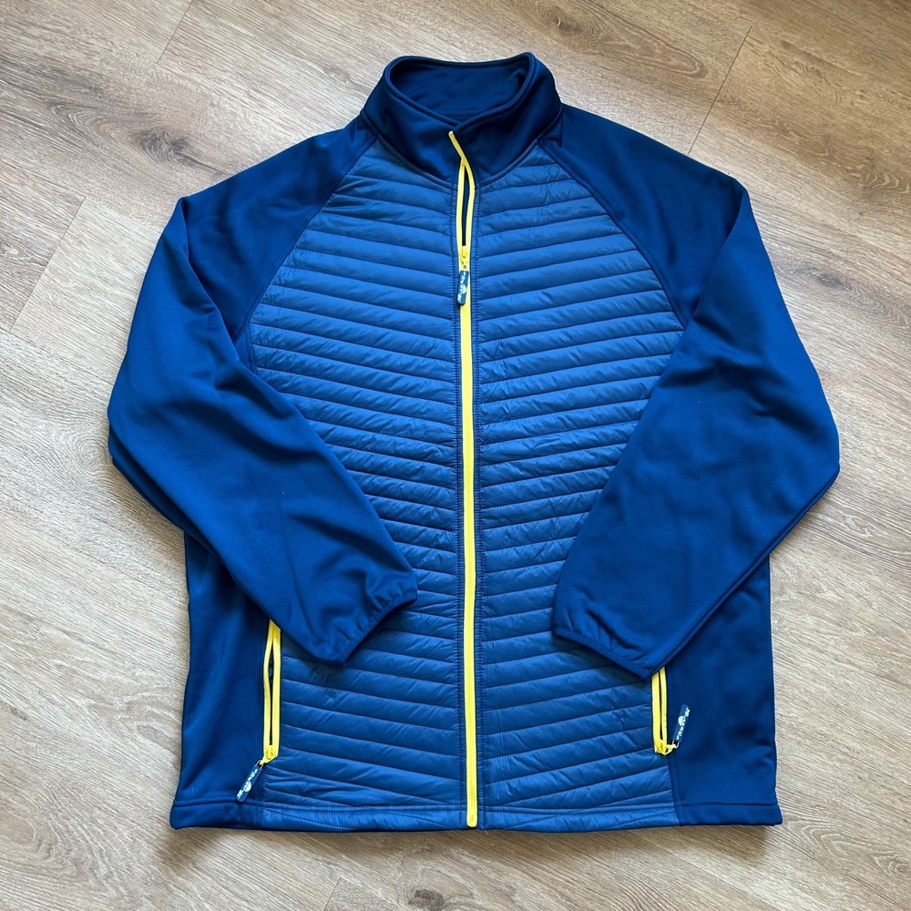 The Weather Co Mens 2XL Blue Hybrid Jacket Puffer Fleece Full Zip Golf Outerwear